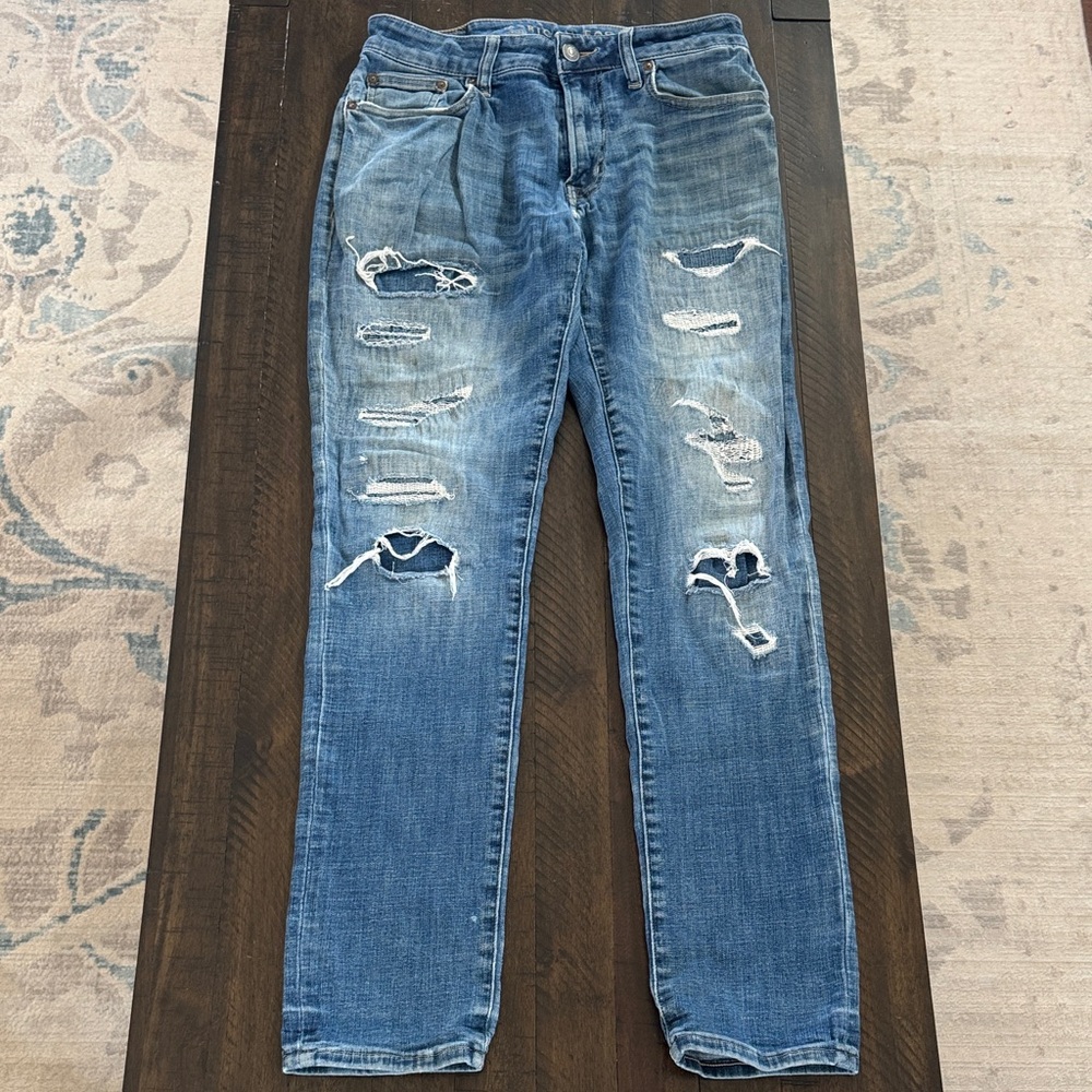 American Eagle Outfitters Men's Next Level Flex Ripped Denim Jeans - Blue